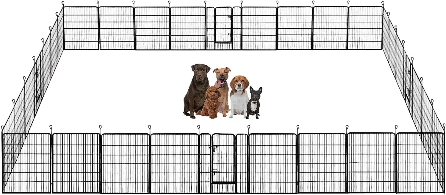 Metal Dog Playpen Fence With Door 24"/ 32" /40" Height 8/16/24/32 Panels