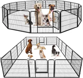 Metal Dog Playpen Fence With Door 24"/ 32" /40" Height 8/16/24/32 Panels