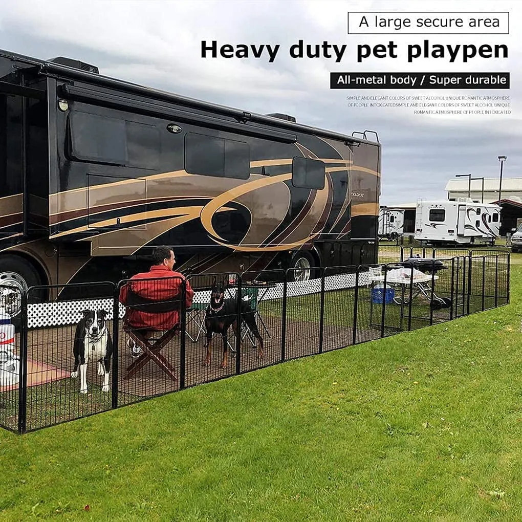 Metal Dog Playpen Fence With Door 24"/ 32" /40" Height 8/16/24/32 Panels