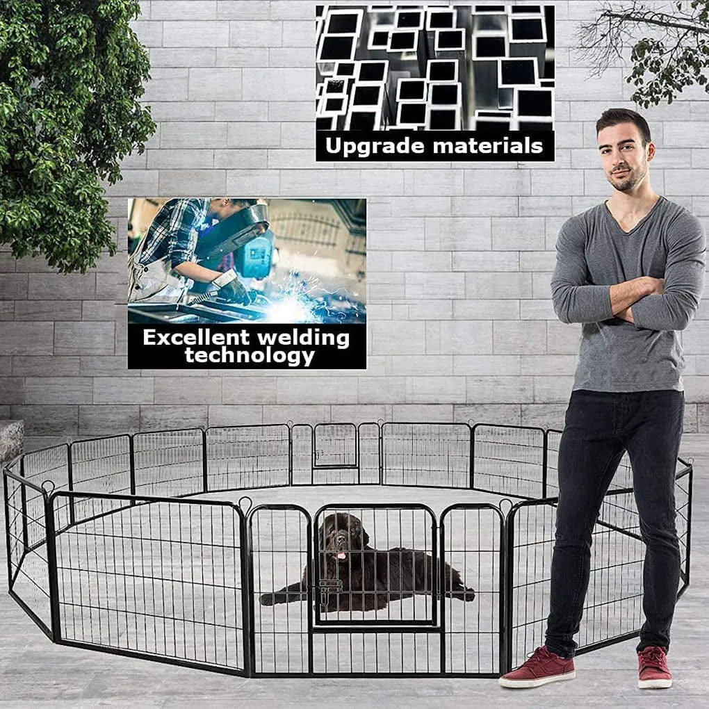 Metal Dog Playpen Fence With Door 24"/ 32" /40" Height 8/16/24/32 Panels