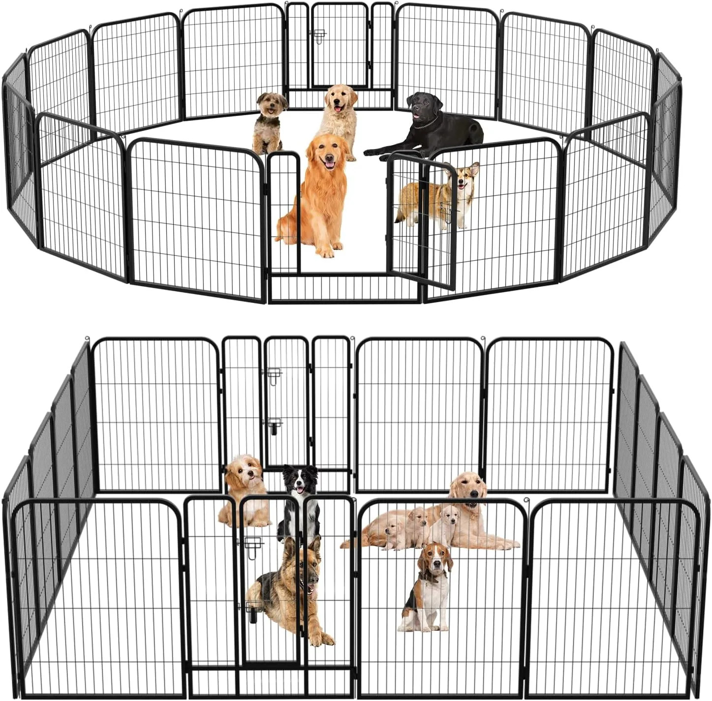 Metal Dog Playpen Fence With Door 24"/ 32" /40" Height 8/16/24/32 Panels