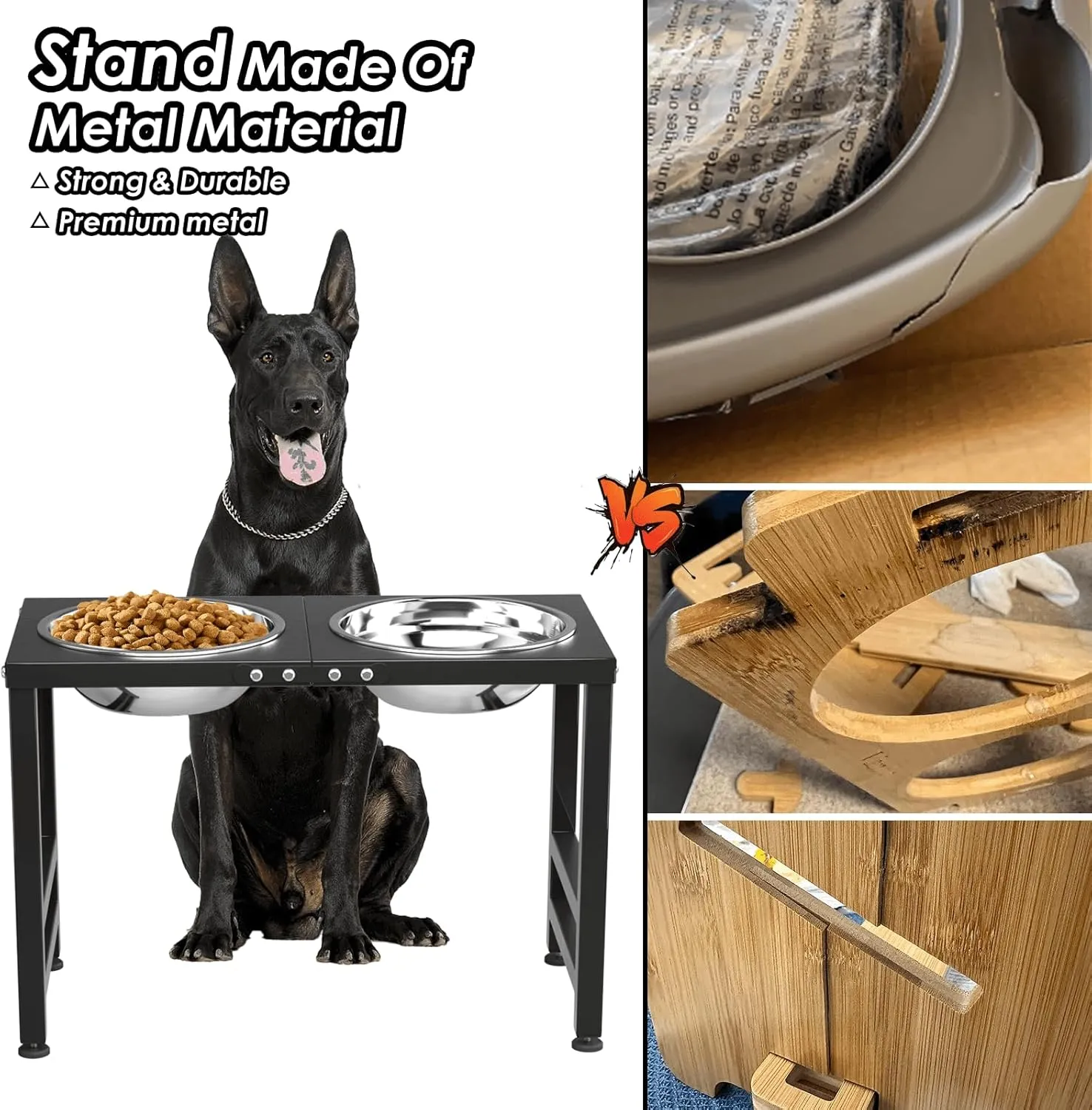 Metal Elevated Dog Bowls for Large   Dogs Raised Dog Bowl Stand with Sprill Proof Mat and 2000ML Dog Bowls, Dog Food & Water Bowls 16" Tall Dog Feeder for Extra Large Breed