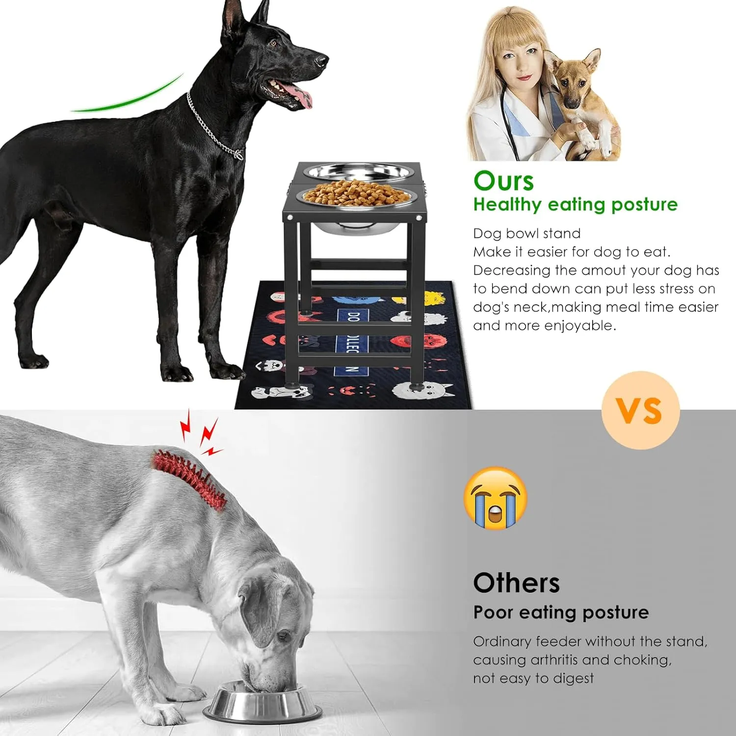 Metal Elevated Dog Bowls for Large   Dogs Raised Dog Bowl Stand with Sprill Proof Mat and 2000ML Dog Bowls, Dog Food & Water Bowls 16" Tall Dog Feeder for Extra Large Breed