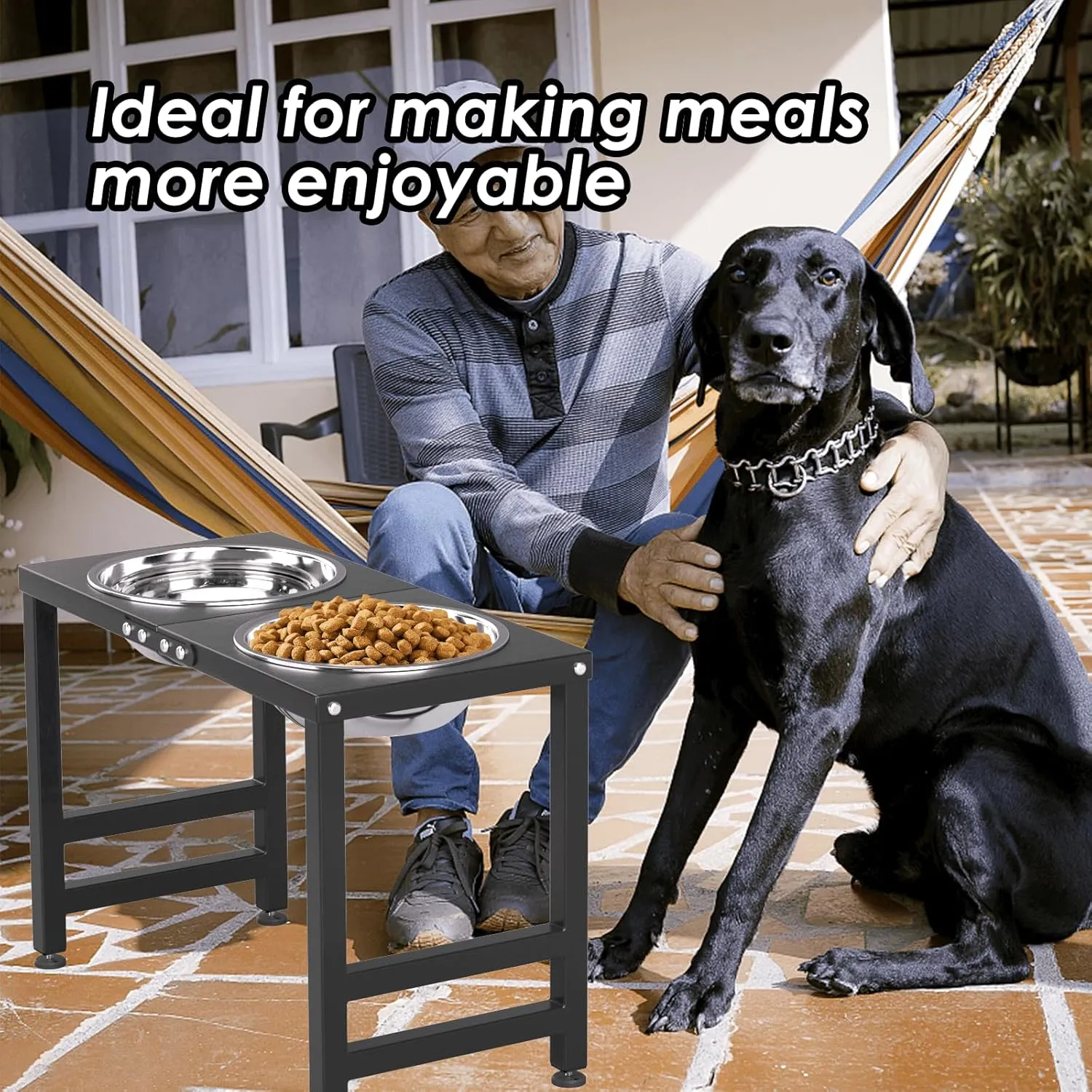 Metal Elevated Dog Bowls for Large   Dogs Raised Dog Bowl Stand with Sprill Proof Mat and 2000ML Dog Bowls, Dog Food & Water Bowls 16" Tall Dog Feeder for Extra Large Breed