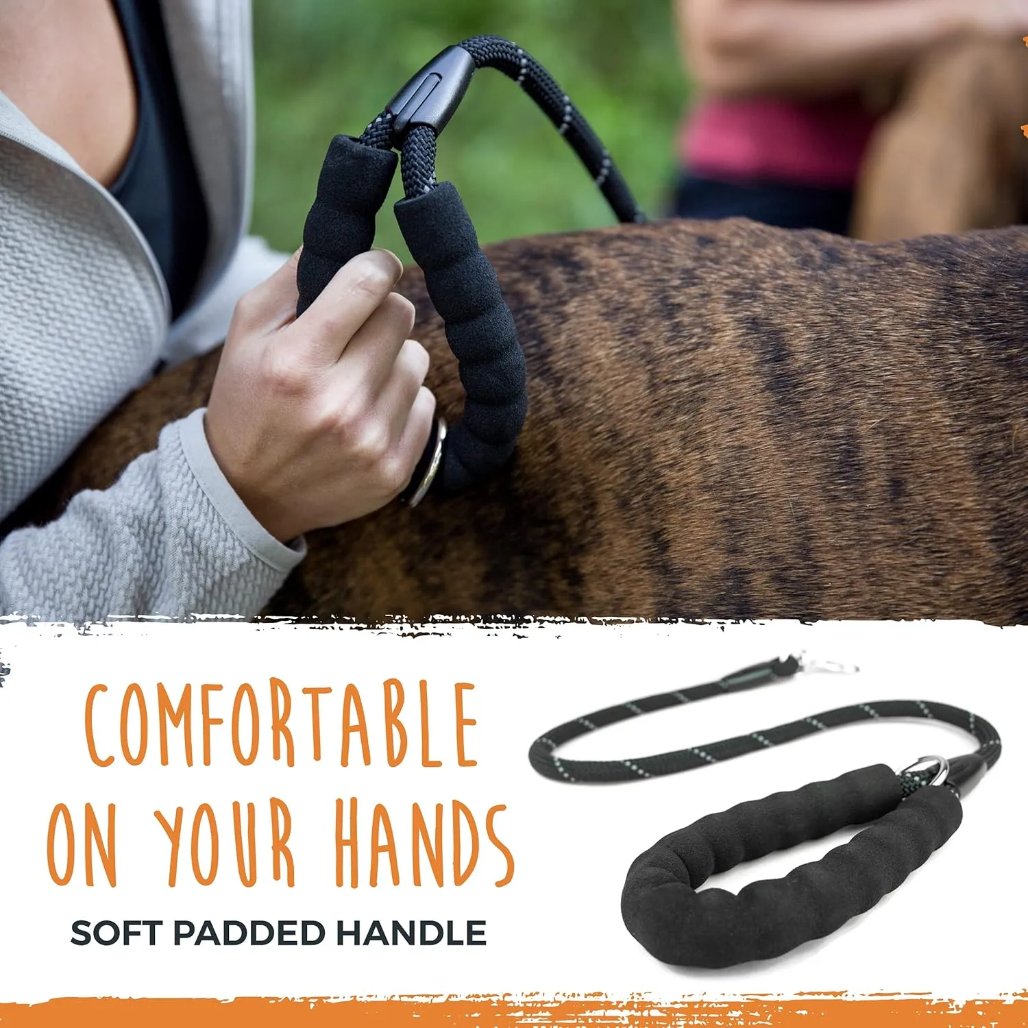Mighty Paw Double Dog Leash with Rope Handle - Double Leash for Two Dogs No Tangle Design. Split Lead for 2 Pets. Adjustable to Fit All Sized Breeds. Reflective Dual Pet Lead for People with 2 Pups