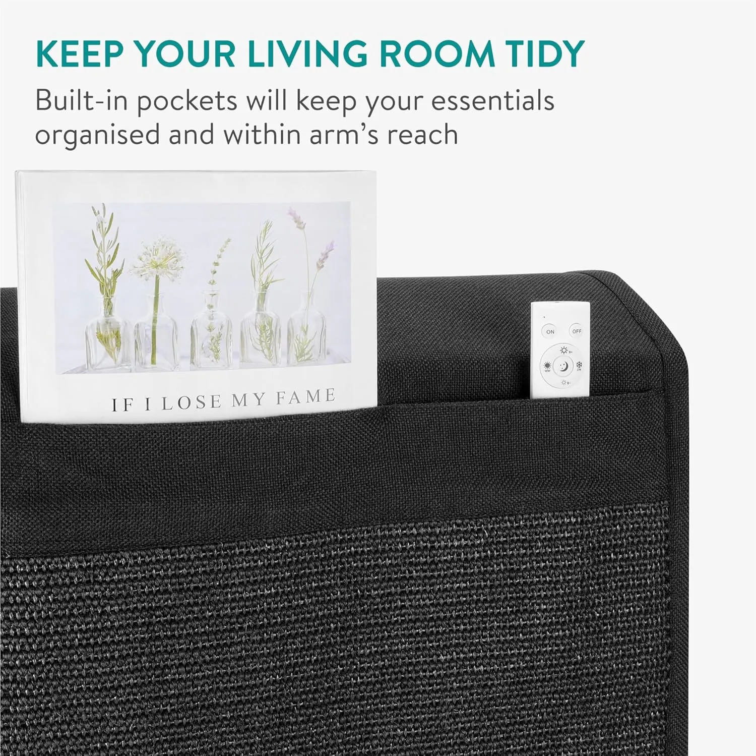 Navaris Cat Scratch Sofa Protector with Storage Space - Durable Sisal Pad - Scratcher Mat to Stop Cats Scratching Furniture - Indoor Cat Scratch Pads Suitable for All Sofas - Black