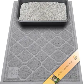 Neater Pets Neater Mat Cat Litter Rug, Thick & Durable Cat Mat for Litter Box, Trapper Pad Catches Mess to Protect Indoor Floors, Soft on Kitty Paws, Anti-Skid Grip Backing, Easy to Clean, Grey