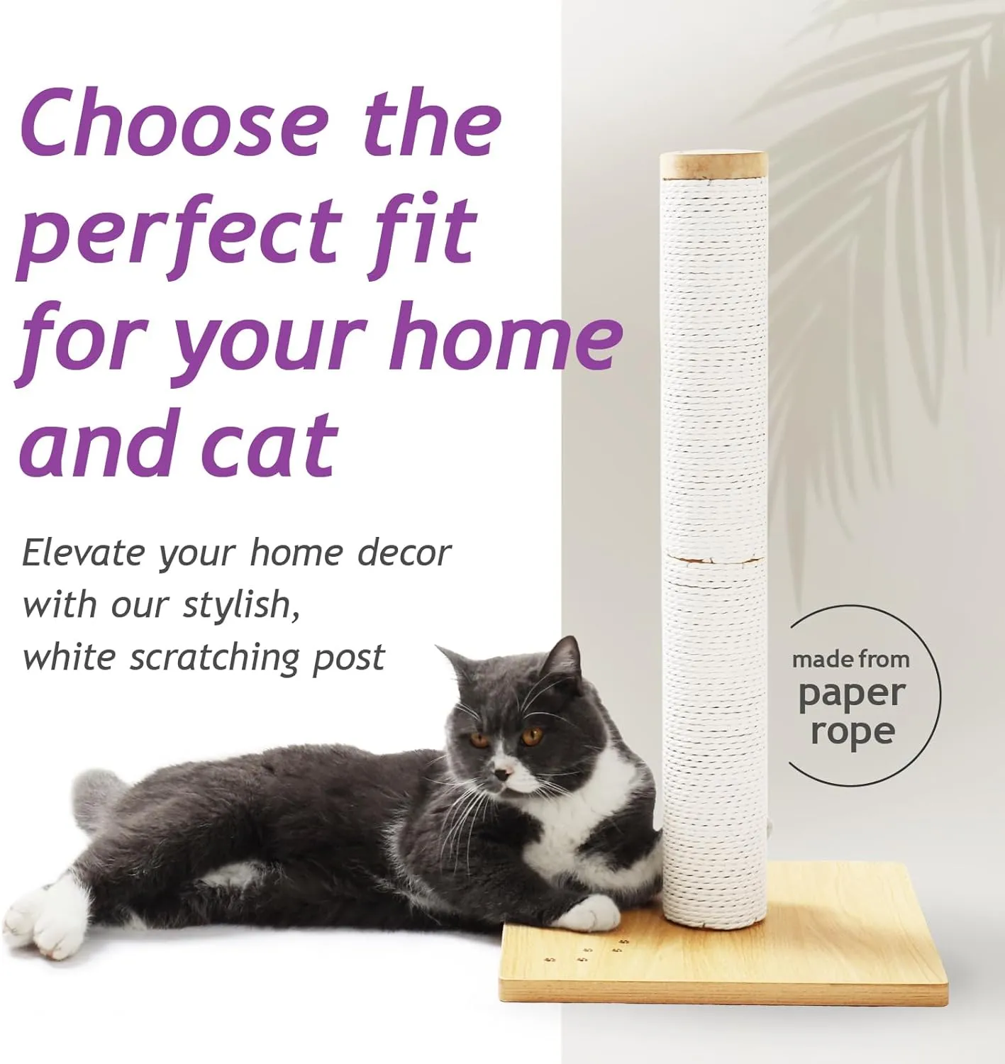 Necoichi 23.6 Tall Cat Scratching Post Kitten Scratcher Paper Rope Scratch Posts Trees with Hanging for Indoor Cats (23.6 inches for Kitty, Regular, Oak)