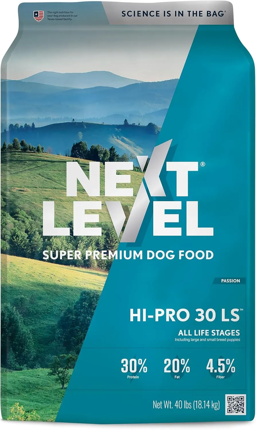Next Level Super Premium Dog Food  HI-PRO 30 LS  Dry Kibble for Dogs for All Life Stages All Breeds  30% Protein, Gluten Free Grains - High Energy and Active Dogs & Puppies