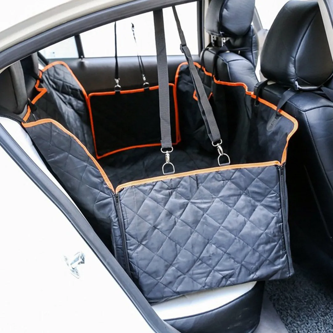 NNEAGS 2X 600D Oxford Cloth Waterproof Dog Car Cover Back Seat Protector Hammock Pet Mat Black