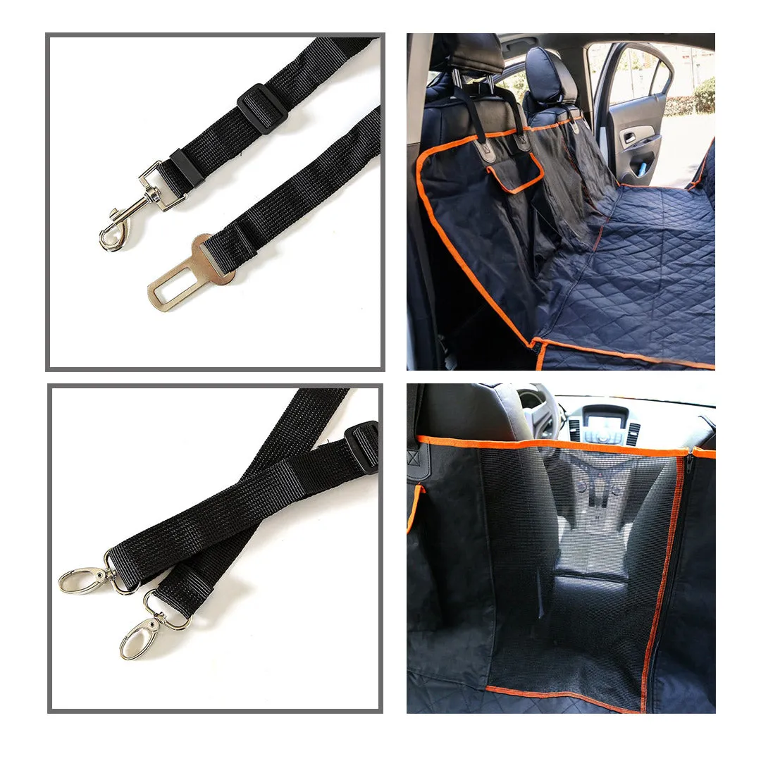 NNEAGS 2X 600D Oxford Cloth Waterproof Dog Car Cover Back Seat Protector Hammock Pet Mat Black