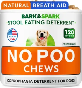 No Poo Chews for Dogs - Coprophagia & Stool Eating Deterrent with Probiotics, Digestive Enzymes & Breath Aid Support - Stop Dog Poop Eating - Made in USA - 120Ct (Poultry Flavor)