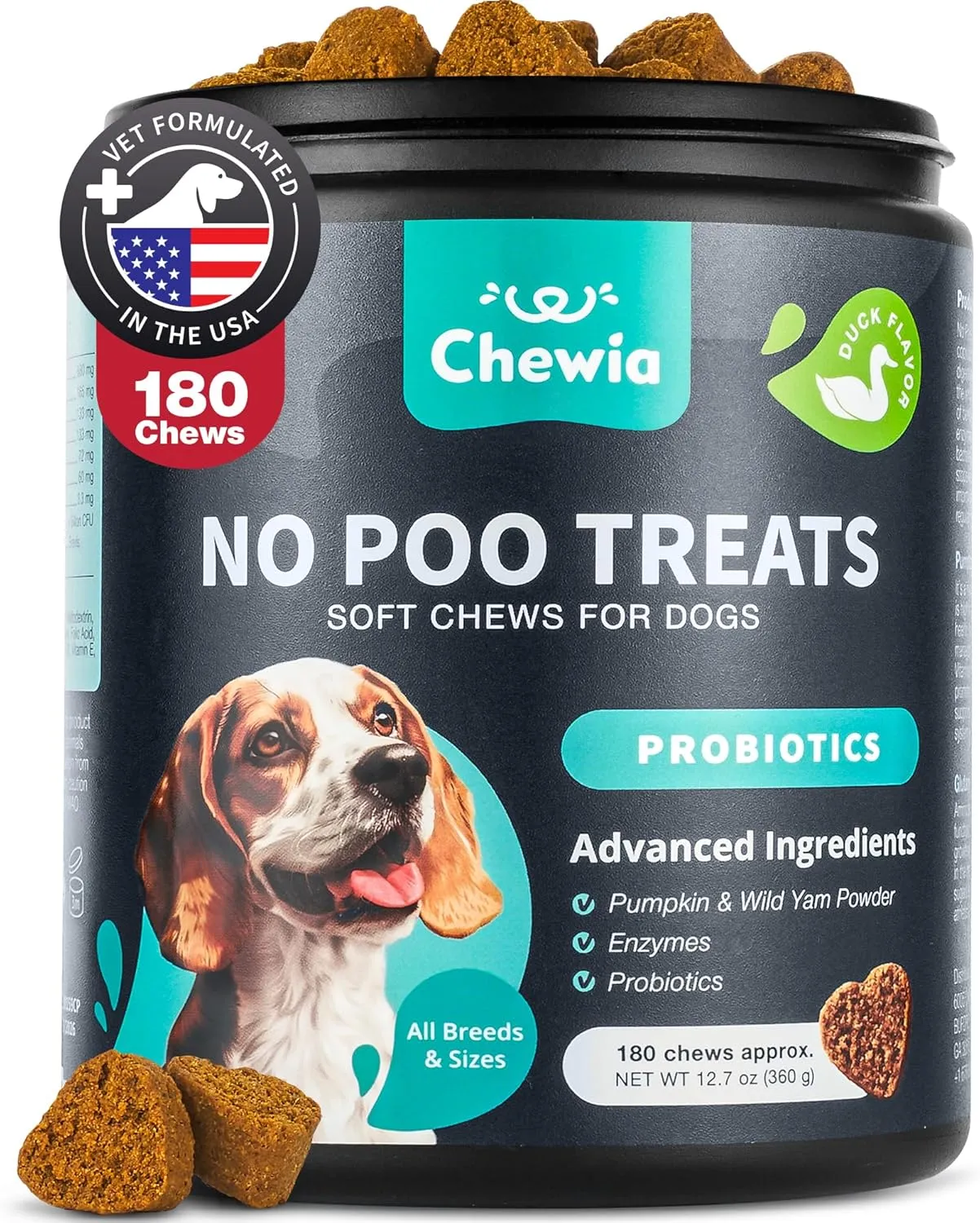 No Poo Chews for Dogs - Coprophagia Deterrent - Dog Probiotics for Digestive Health with Enzymes - Canine Stool Eating Deterrent - Digestive, Dental, Gut & Immune Health Treats - No Poop Eating