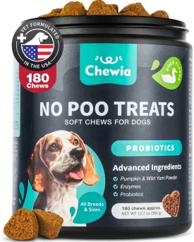 No Poo Chews for Dogs - Coprophagia Deterrent - Dog Probiotics for Digestive Health with Enzymes - Canine Stool Eating Deterrent - Digestive, Dental, Gut & Immune Health Treats - No Poop Eating