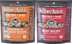 Northwest Naturals Freeze-Dried Dog Food - Chicken/Salmon (12 oz) & Beef (12 oz) - Bite-Sized Nuggets, Healthy for Dogs, Limited, Human Grade Ingredients, All Natural