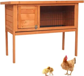 Outdoor Wooden Chicken Coop,Multi-Level Hen House, WaterproofPet Rabbit Hutch Chiken Coop Cage Hen House Poultry Cage with Ramps, Run, Nesting Box, Wire Fence (36,Single Tier)