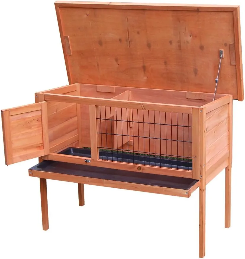 Outdoor Wooden Chicken Coop,Multi-Level Hen House, WaterproofPet Rabbit Hutch Chiken Coop Cage Hen House Poultry Cage with Ramps, Run, Nesting Box, Wire Fence (36,Single Tier)