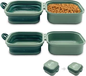 PINVNBY 2PCS Collapsable Dog Water Bowl, Portable Travel Dog Bowls with Lids Foldable Puppy Silicone Dish for Food and Water Feeding for Walking Camping and Hiking