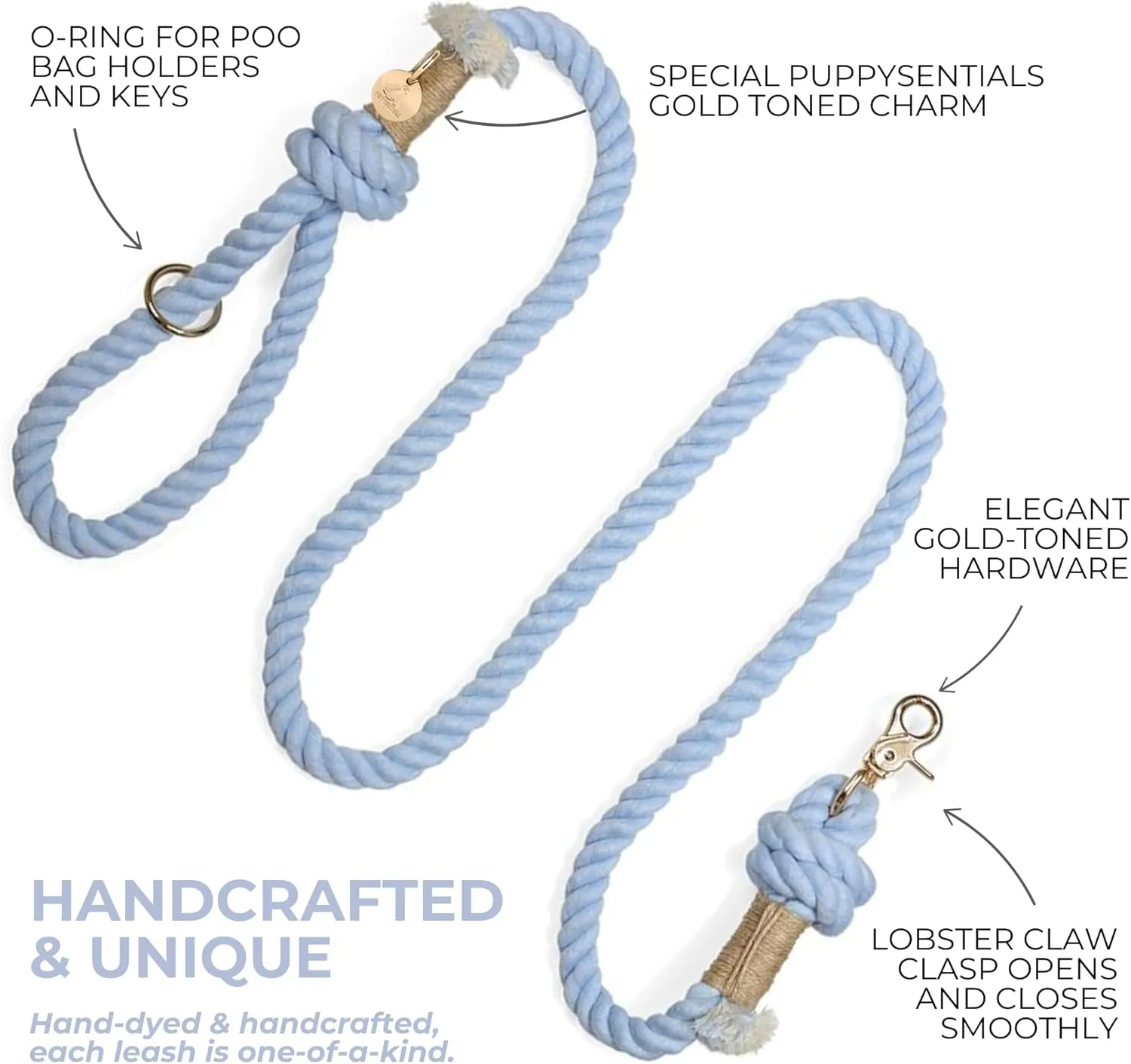Premium Dog Rope Leash, 5ft Soft & Durable Braided Cotton Rope Leash for Medium Dogs/Large Dogs, Lightweight with 360-Degree Snap Clip, Comes with a Handy Designer Gift Bag