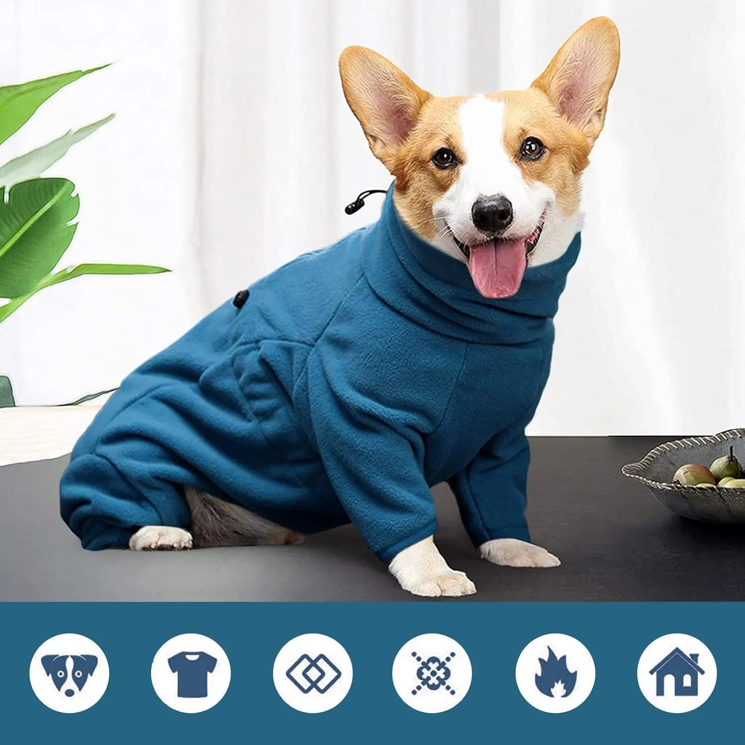 ROZKITCH Dog Winter Coat Soft Fleece Pullover Pajamas, Pet Windproof Warm Cold Weather Jacket Vest Cozy Jumpsuit Apparel Outfit Clothes for Small Medium Large Dog Walking Sleep L