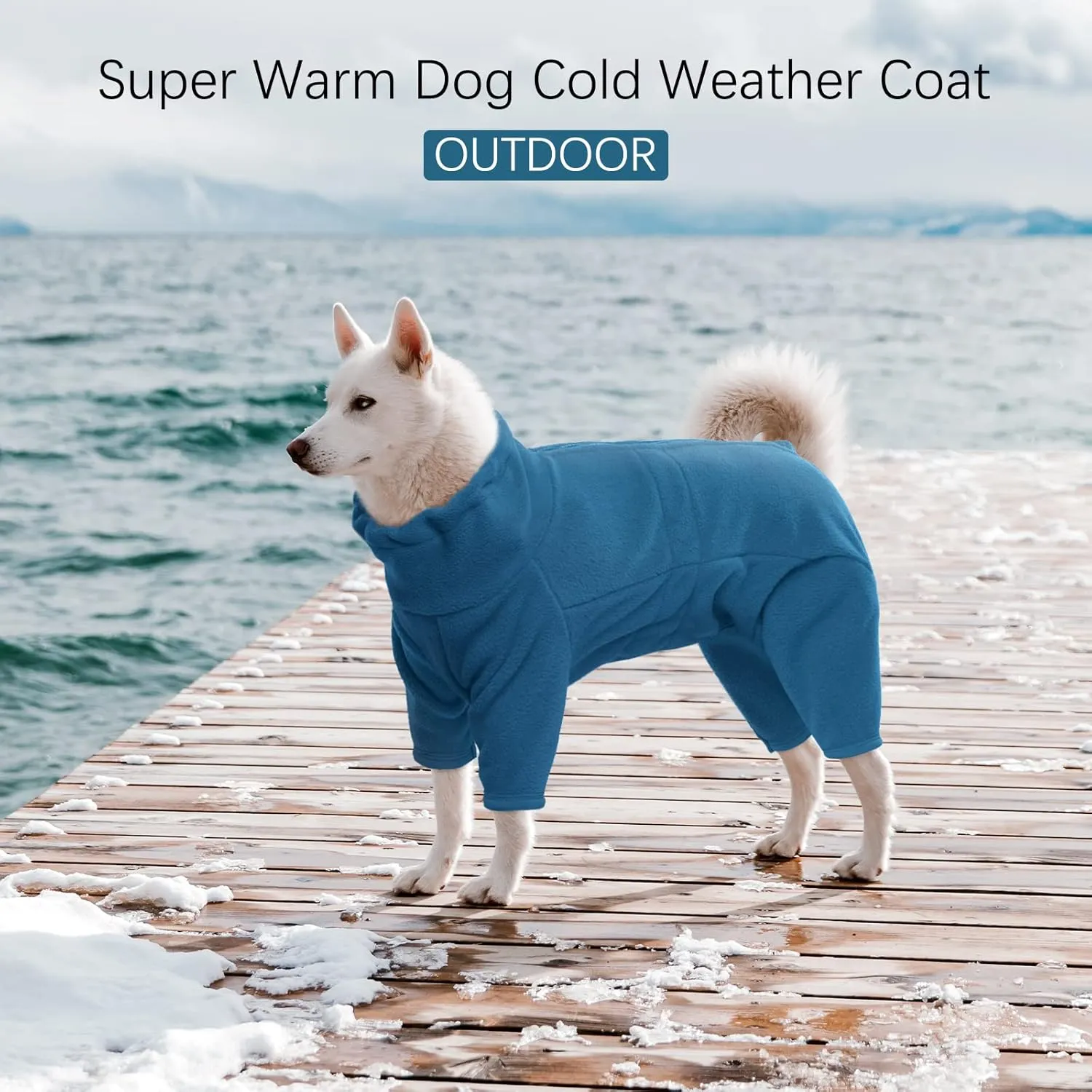 ROZKITCH Dog Winter Coat Soft Fleece Pullover Pajamas, Pet Windproof Warm Cold Weather Jacket Vest Cozy Jumpsuit Apparel Outfit Clothes for Small Medium Large Dog Walking Sleep L