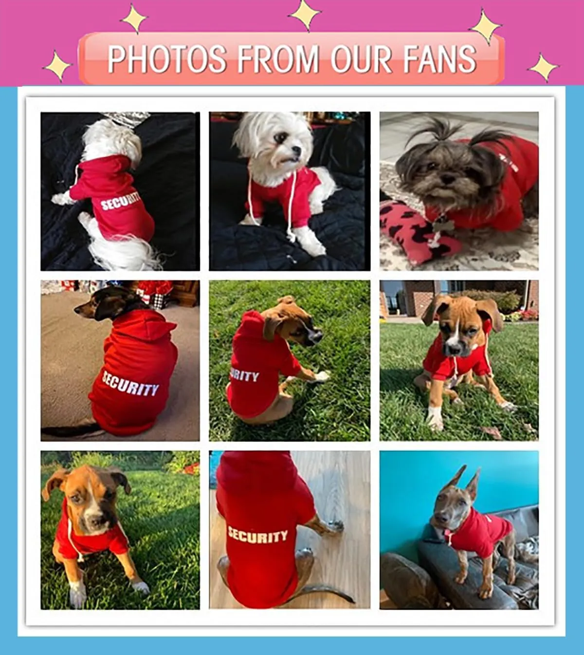 Security Dog Hoodies Dog Clothes Apparel Winter Sweatshirt Warm Sweater Cotton Puppy Small Dog Hoodie for Small Dog Medium Large Dog Cat (Magenta, XXXL)