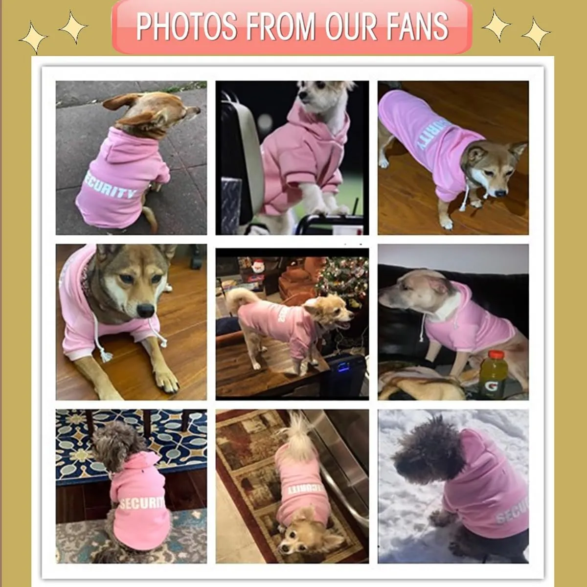Security Dog Hoodies Dog Clothes Apparel Winter Sweatshirt Warm Sweater Cotton Puppy Small Dog Hoodie for Small Dog Medium Large Dog Cat (Magenta, XXXL)
