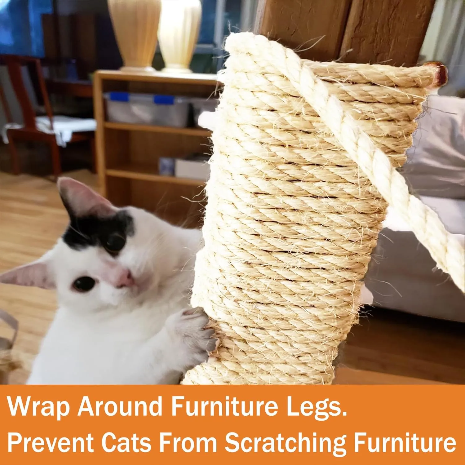 Sisal Rope Cat Scratcher 4mm by 164Ft Cat Tree Rope for Cat Scratching Post Tree Tower Replacement Repair and Replace, DIY Hemp Twine Rope