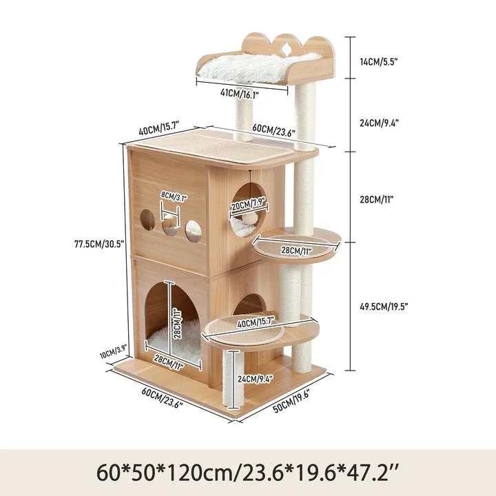 Sky Castle Wooden Luxury Cat Tree