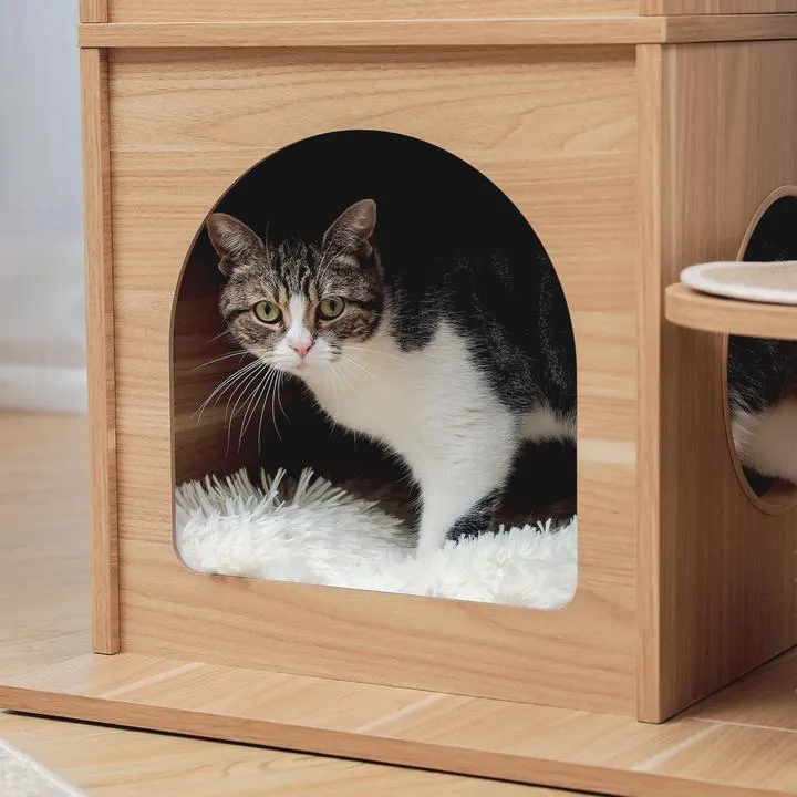 Sky Castle Wooden Luxury Cat Tree