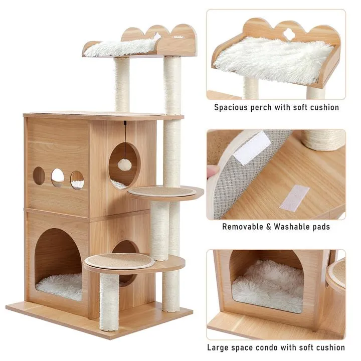 Sky Castle Wooden Luxury Cat Tree