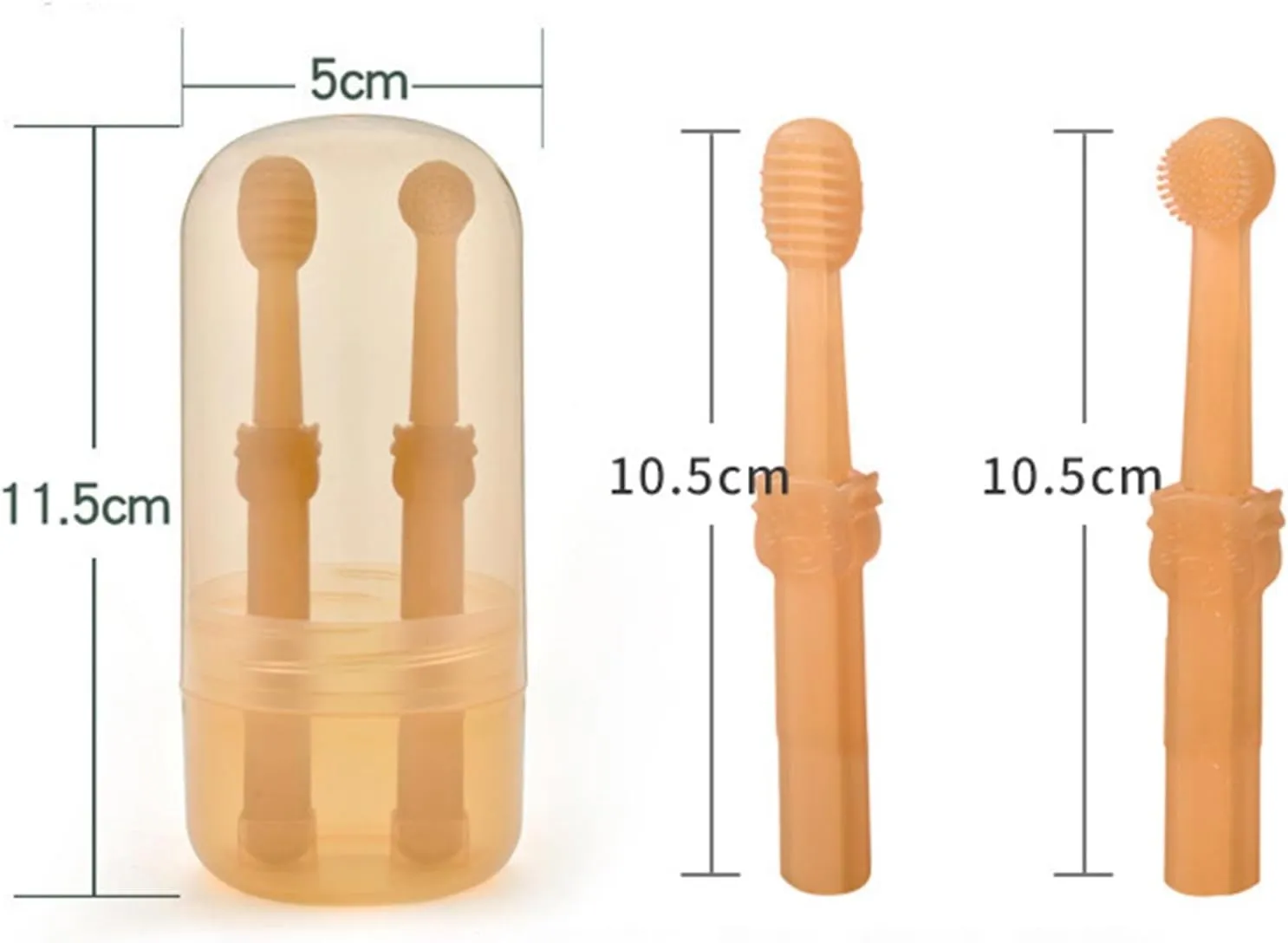 Small Pet Toothbrush Kit with Storage Box, Soft Silicone Double-Sided Dog Toothbrush, Cat Toothbrush for Pet Tooth Brushing (2 Pack) Orange Sets