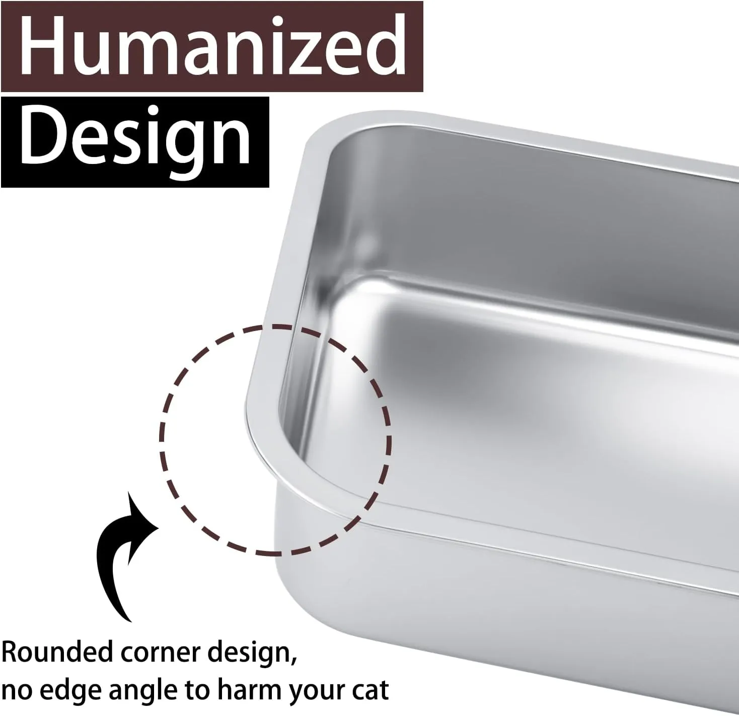 Small Stainless Steel Litter Box for Kittens, 15.5"11.6"4" Metal Litter Box for Kitten Rust-Proof, Non Stick, No Smell, Easy to Clean for Cats Rabbits