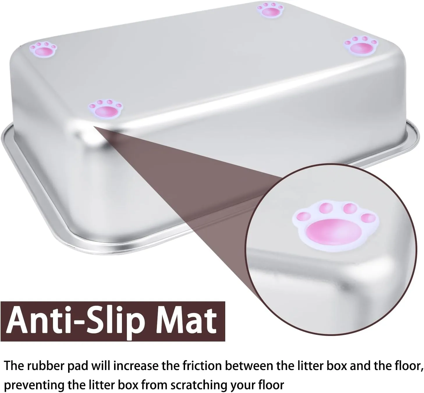 Small Stainless Steel Litter Box for Kittens, 15.5"11.6"4" Metal Litter Box for Kitten Rust-Proof, Non Stick, No Smell, Easy to Clean for Cats Rabbits