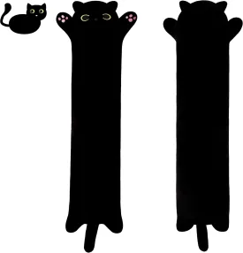 Soft Plush Cat Body Pillow, Long Stuffed Animal Toy Kitten Throw Pillow Gift for Kids, Girlfriend (50CM,Black)