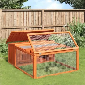 Solid Pine Wood Rabbit Hutch Outdoor 46.3x38.2x18.7 Inch Brown Bunny Cage with Waterproof Roof, Multi-Level Animal House for Rabbits Guinea Pigs Ducks