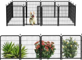 Tall Garden Fence, 32 in(H) Dog Fence Outdoor for Yard. 12 Panels Total 26.6 Ft(L) Puppy Playpen, Suitable for Indoor or Outdoor Use Play Pens for Puppys, Large Dog Pen, Fence for Garden