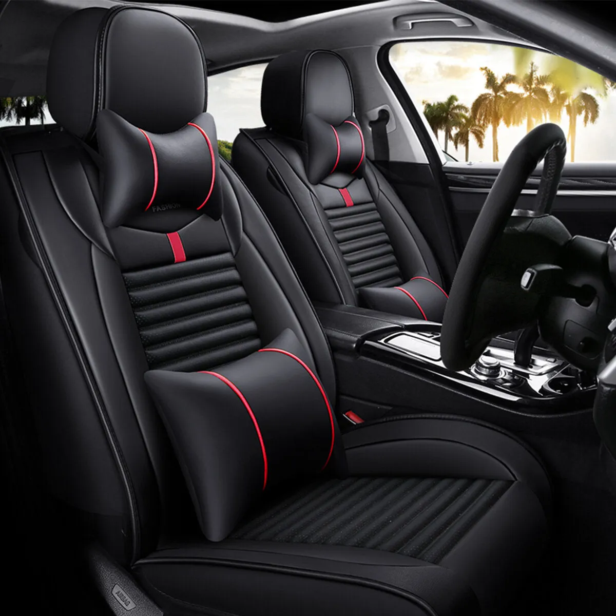 Universal 5-Seat Deluxe PU Leather Car Seat Covers Full Set - Premium Cushion Protection