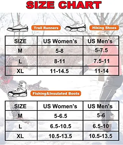 Upgraded Version of Walk Traction Ice Cleat Spikes Crampons,True Stainless Steel Spikes and Durable Silicone,Boots for Hiking On Ice & Snow Ground,Mountian.