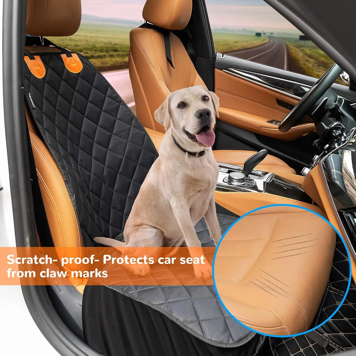 URPOWER Dog Front Seat Cover for Cars, 100% Waterproof Nonslip Quilted & Durable Padded Dog Seat Covers For Trucks & SUVs