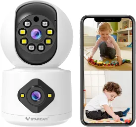 VSTARCAM Dual Lens Indoor Security Camera,5MP Pan Tilt Zoom WiFi Camera,Camera for Baby/Pet/Home with Color Night Vision,2-Way Audio,Human Auto Tracking,Indoor Camera Wireless with Phone App